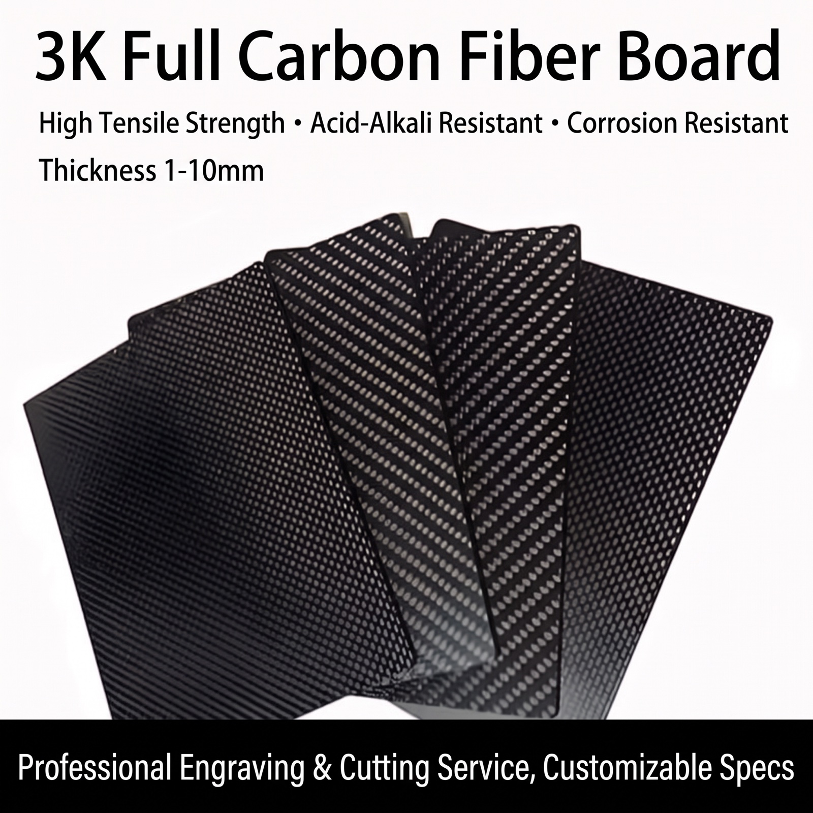 3K carbon fiber sheet finish options with English machining information